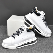 Hong Kong genuine leather small white shoes Mens Inn Air cushion white leather shoes mens 100 hitch bottom high helping board shoes mens higher