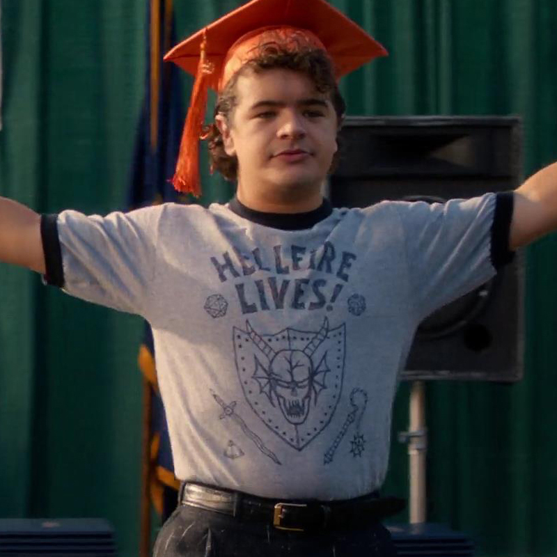 American Tv Series Stranger Things 5 Dustin's Same Style Hellfire Club Printed Loose Short-Sleeved T-Shirt for Men in Summer American Tv Series Stranger Things 5 Dustin's Same Style Hellfire Club Printed Loose Short-Sleeved T-Shirt for Men in Summer