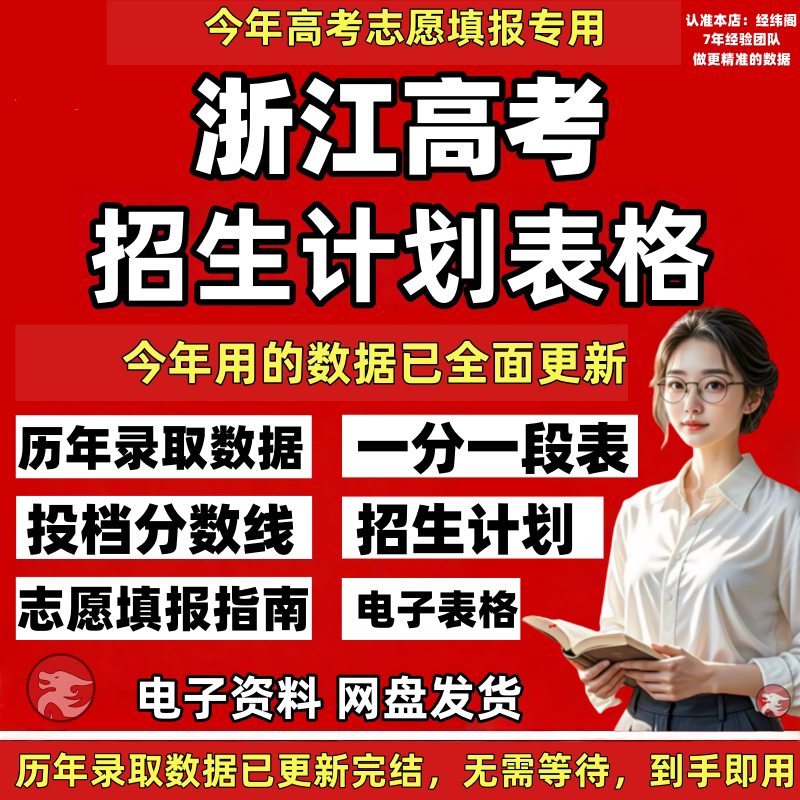 2026 New Edition of Zhejiang Province's Admissions Plan: Screening Form, College Entrance Exam Application Guide, Data, Admissions Plan, Admission Scores, Electronic Version of Past Years' Excel Data Tables