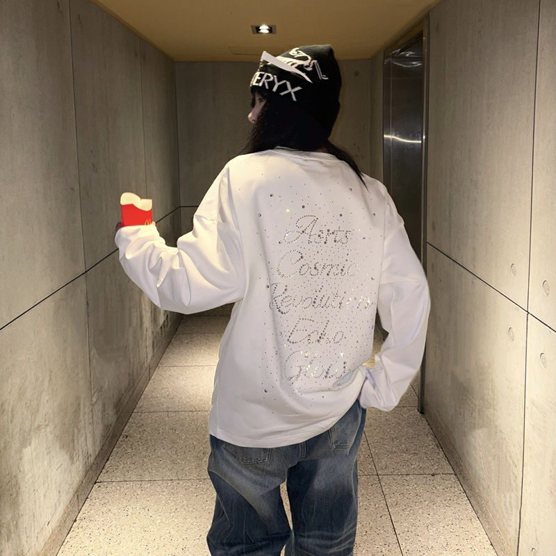 Authentic Asrts New Style Letter Print White Long-Sleeve T-Shirt, Loose and Casual Trendy Brand Couple Top Base Shirt Authentic Asrts New Style Letter Print White Long-Sleeve T-Shirt, Loose and Casual Trendy Brand Couple Top Base Shirt