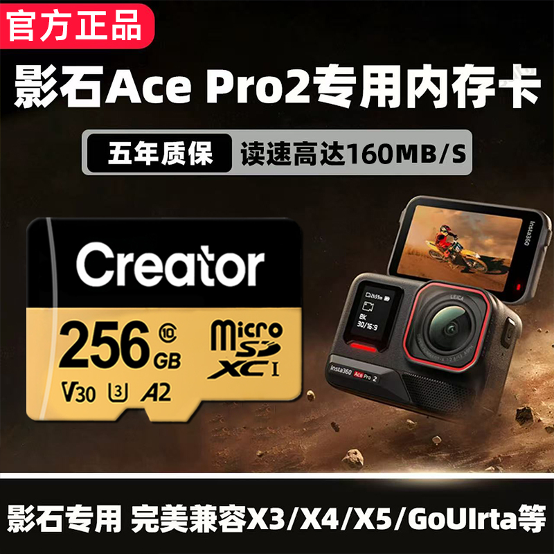 Shadowstone Acepro2 Memory Card Dedicated for Panoramic Action Cameras X5/4/3/2 Camera Storage Tf Card 256g