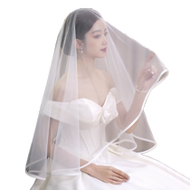 Veil Bridal Main Veil Mid-Length Single-layer Hemming Oval Mermaid Wedding Dress Wedding Face Covering Ancient Style Hanfu Miaoyu
