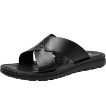 HLA Hailan House Mens Shoes New Summer Casual Genuine Leather Sandals for Mens Outerwear Middle-aged Breathable Fashion Beach