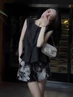 Футболка для отдыха без рукавов, комплект, европейский стиль, изысканный стиль, подходит для подростков