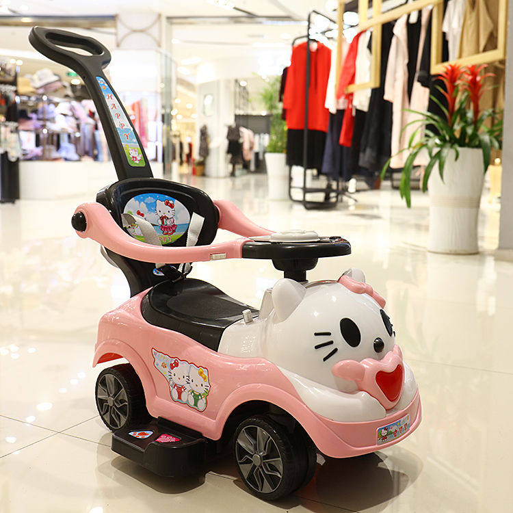 Twist Twisting Car Woman Bao Multifunction Children 1-3-year-old baby taxiing with music trolley with music hand pushing the guard rail toy