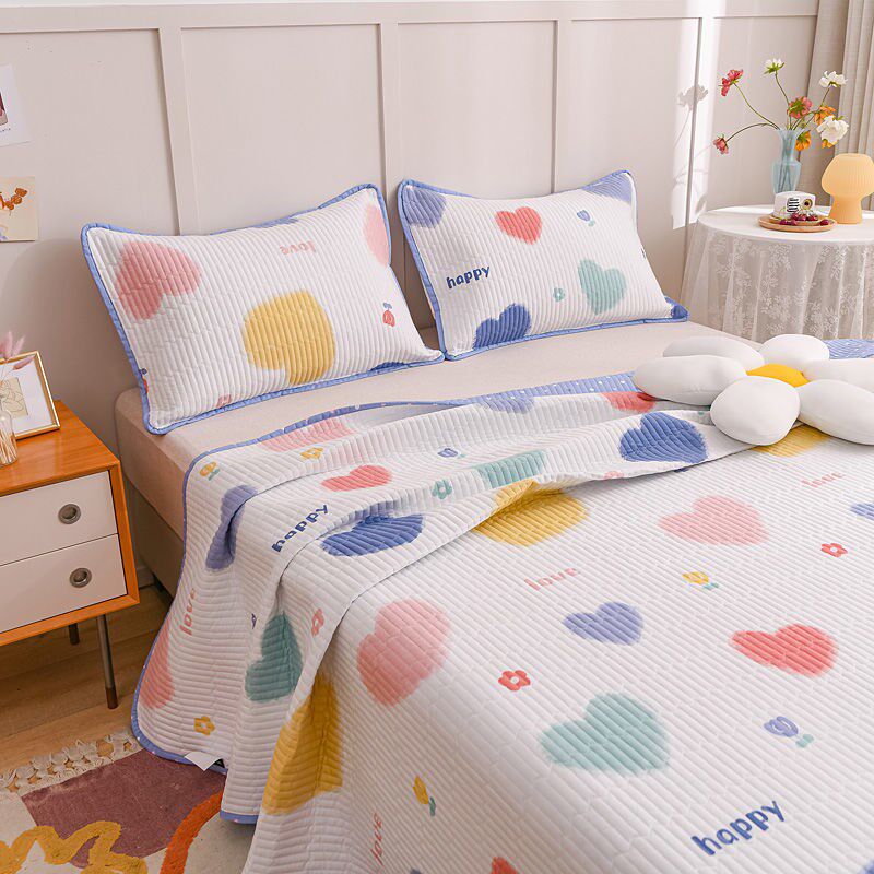 (Delivery within 48 hours) 2022 spring and summer new cotton small fresh and simple quilted bed cover three-piece multifunctional