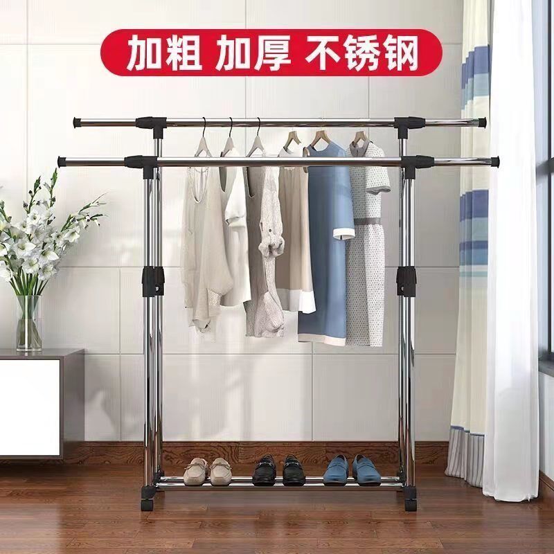 Clothes rack landing home strong single-pole balcony telescopic clothes rack can be lifted simple stainless steel clothes rack