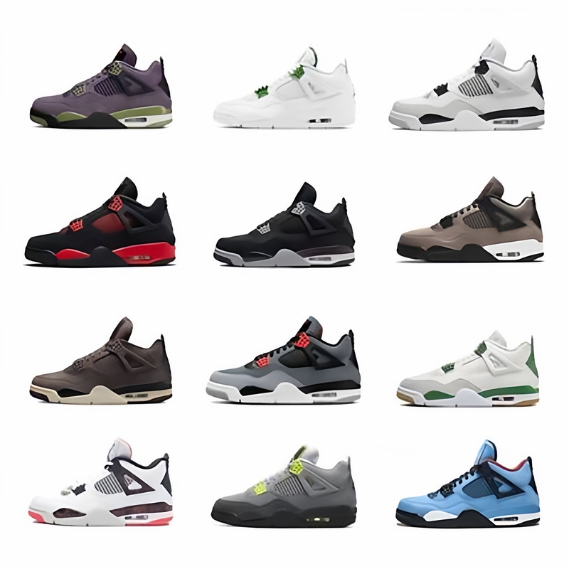 New Model Aj4 University Blue Men's Shoes, Jordan 4 Basketball Shoes, Electric Thunder Women's Shoes, White Cement, Hot Lava, Black and Red Sports Running Shoes