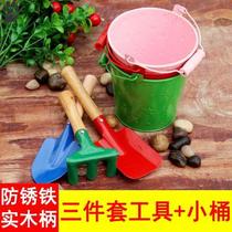  Wooden handle Arbor Day childrens planting gadget set Kindergarten weeding beach play sand shovel hoe play shovel