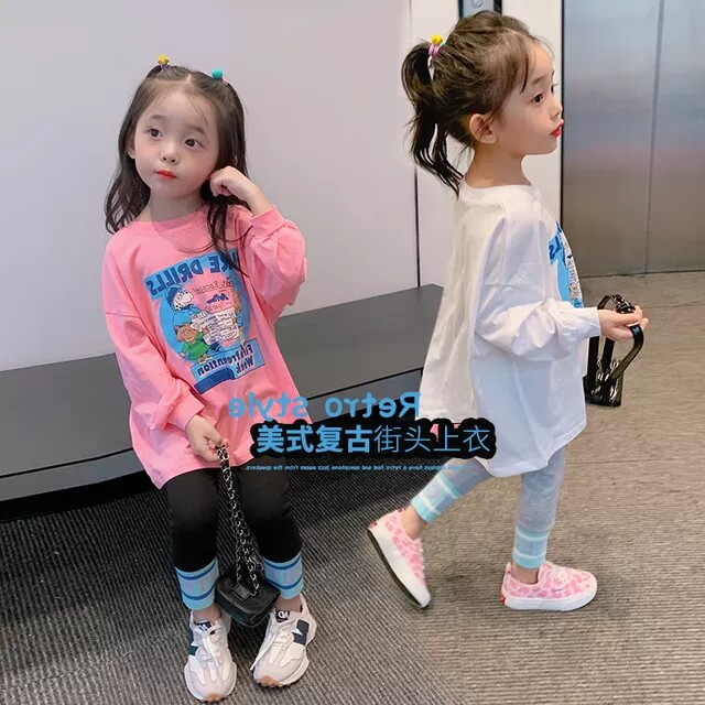 Baby long sleeve t shirt cartoon loose 2022 Spring clothing new children blouse a sweater girl