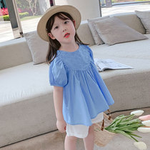 Childrens Clothing 2022 New Childrens Bubble Sleeve Shirt Baby Yang Summer - dress Girls Short Sleeve Top Tide