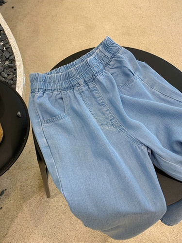 Летние джинсы, корейские синие детские штаны