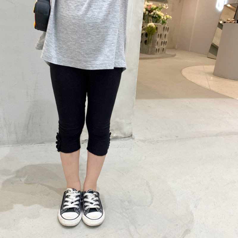 Girls 2022 new pure color 100 da high elasticity pants in the pants of the children's shorts