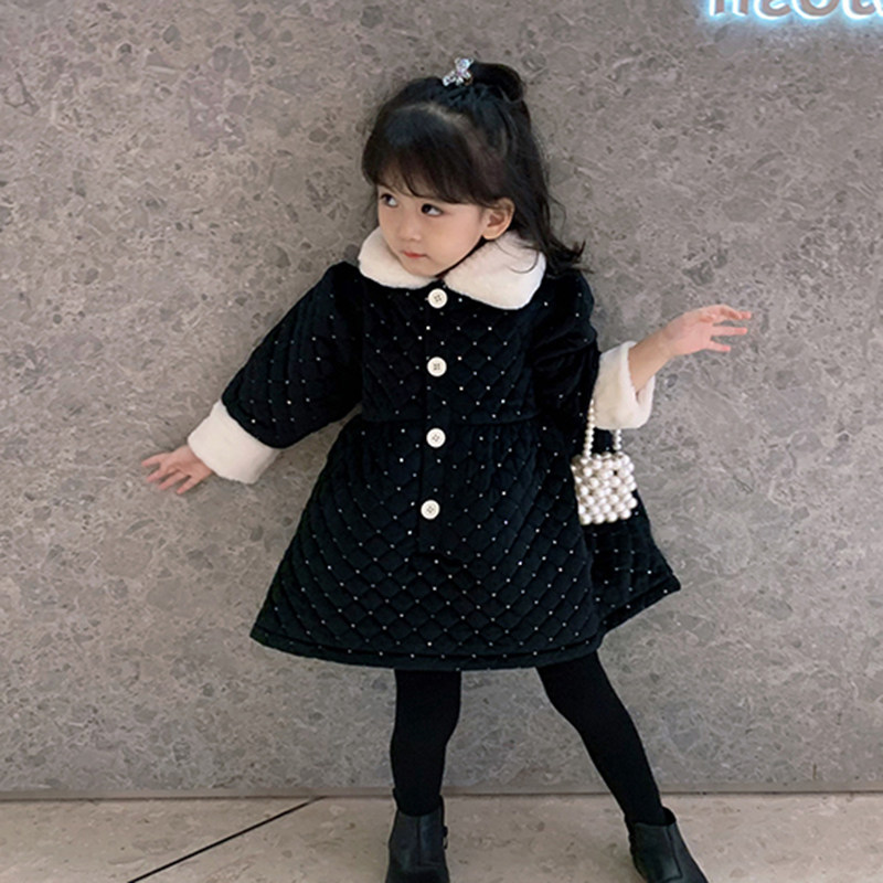 Girls Dress 2022 New Winter Gas Clothes Warm Dress Children Long Sleeve Sweet Princess Dress