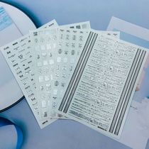 Japans same style English hot silver nail art stickers Thin transparent adhesive nail art stickers popular models wholesale