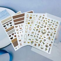 DIY Japanese Synchronized Thin Translucent Adhesive Nail Art Stickers New Cute Bear Jackrabbit and Little Angel Series