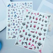 DIY Japanese synchronized thin see-through adhesive nail art stickers new beautiful girl and weeping blood angel series