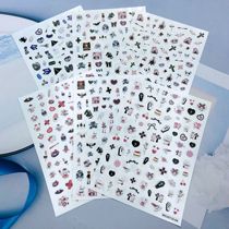 DIY Japanese synchronous thin see-through adhesive nail art stickers new dark color cool girl series