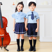 Kindergarten garden clothes summer clothes British Academy style childrens school uniform set primary school class clothes summer graduation photo clothing