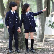 British Academy Style Striped Suit School Uniform Set Primary School Class Clothes Korean Childrens Performance Clothing Kindergarten Garden Clothing