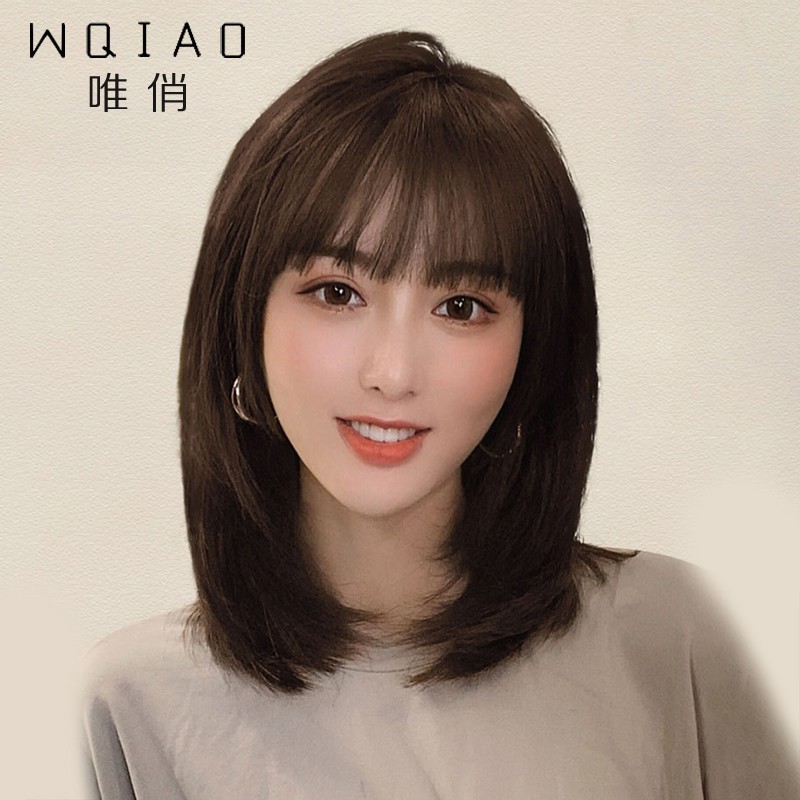 Wig female short hair air Liu Hai Red Natural Hair Hair Signe Lee with the same lockdown wig set
