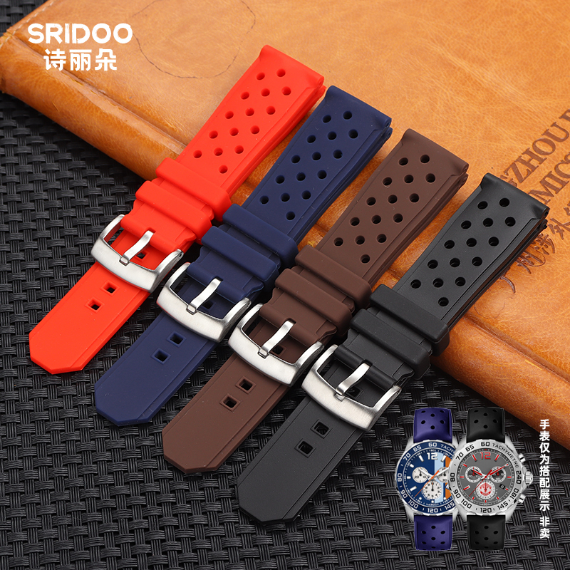 Rubber Watch Strap Suitable for Tag Heuer Tag Manchester United Racing F1 Fossil Black Silicone Caz10 Men's 22mm