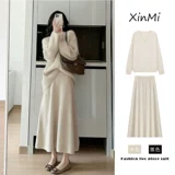 Свитер, юбка, осенний комплект, платье, в стиле Шанель, изысканный стиль, яркий броский стиль