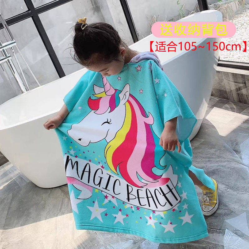 Large children's bath towel cloak boys and girls hooded bathrobe cape absorbent quick-drying beach towel can wear bath towel
