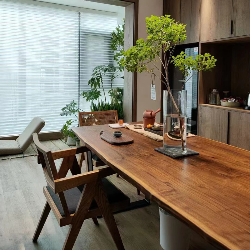 North American black walnut large plate South American log solid wood tea table tea table dining table office book desktop ash wood spot