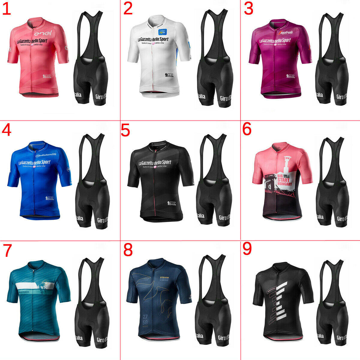 2021Giro ditalia summer cycling suit short-sleeved bib shorts bicycle suit 9D seat cushion perspiration