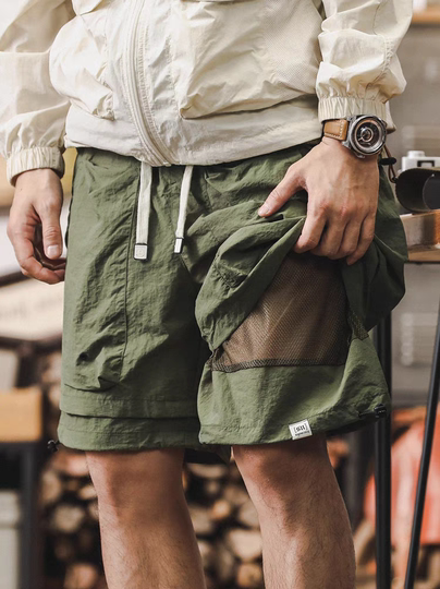 American work shorts men's summer loose large size fake two-piece mountain outdoor functional quick-drying pants casual five-point pants