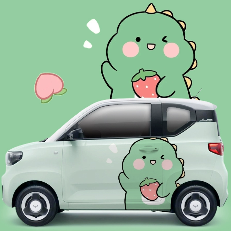 Wuling Hongguang miniev macaron nhãn dán xe hơi khủng long nhỏ phim hoạt hình trang trí kiến ​​nhỏ kem nhãn dán xe hơi dán decal xe oto tem sườn xe ô tô