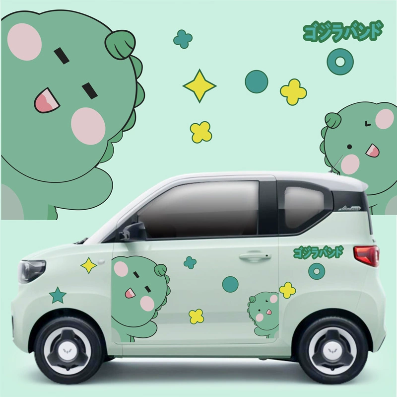 Wuling Hongguang miniev macaron nhãn dán xe hơi khủng long nhỏ phim hoạt hình trang trí kiến ​​nhỏ kem nhãn dán xe hơi dán decal xe oto tem sườn xe ô tô