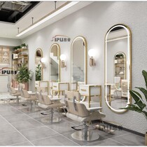 Barber shop supplies Daquan mirror hair salon dedicated non-punching table single-sided floor-to-ceiling with light-emitting wall-mounted