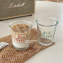 Japan-ROK Ins Bomaster Law Alphabet Printed Glass Cups Home Breakfast Cups Milk Tea Cups Coffee Cup Vlog Shooting