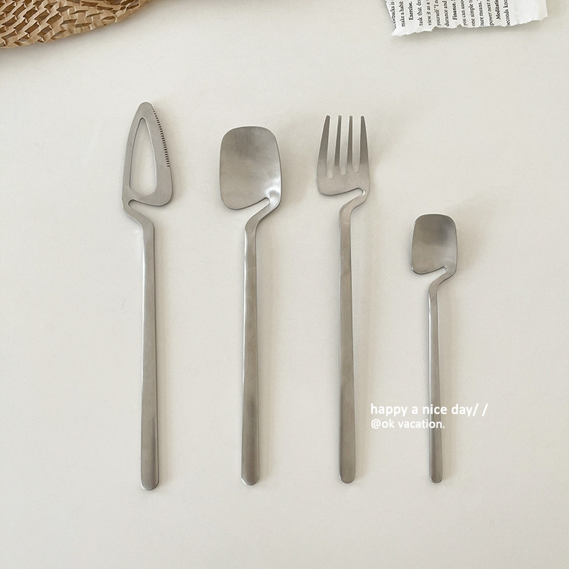 South Korea Ins Wind Small Crowddesign Can Hang Side Knife Fork Spoon 304 Stainless Steel Creative Nordic Day Style Minima Cutlery 