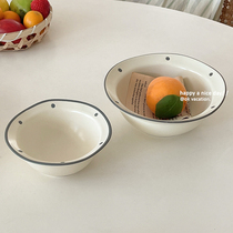 Day Style Retro wind irregular wave Dot Grass Hat Bowl breakfast cereal Cereal Milk Small Bowl Matte Restaurant High Quality Cutlery