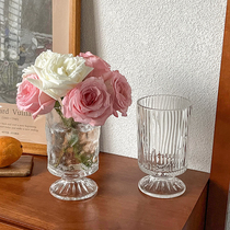 Method vintage vintage reliquary glass high foot vase living room dining room table transparent flower floral water bacon rose bottle