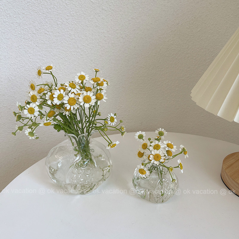 ins creative minimis small stone durum glass vase table water peeking mini water nursier pendulum-like plate room decoration 