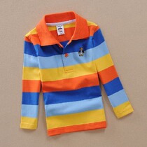 Childrens long-sleeved T-shirt men and women in the big childrens top childrens striped cotton lapel sweater bottoming shirt spring and autumn new