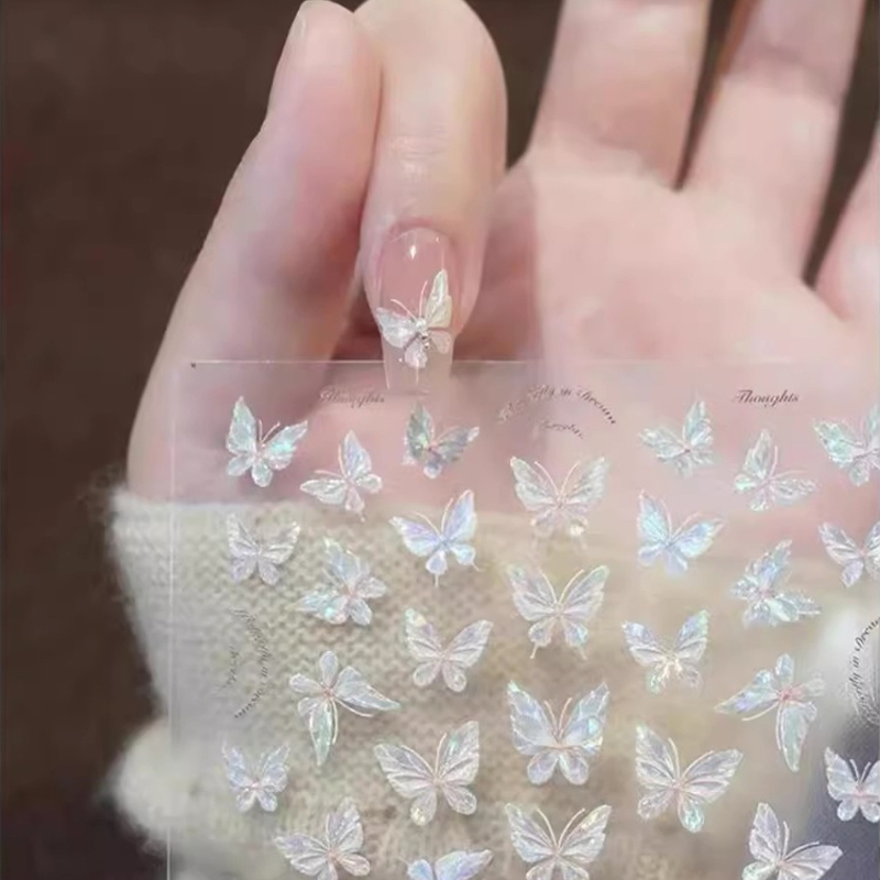 Aurora Fairy Naked Butterfly! Fairy-Like Gentle Butterfly Nail Art Stickers Nail Patch Embossed Decals Wearable Aurora Fairy Naked Butterfly! Fairy-Like Gentle Butterfly Nail Art Stickers Nail Patch Embossed Decals Wearable