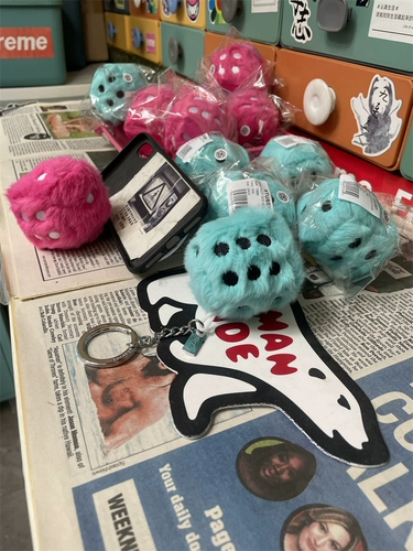 Spot Stussy Fuzzy Dice Dice Colechain Key Key Buckle Plush Plush Trend Travel