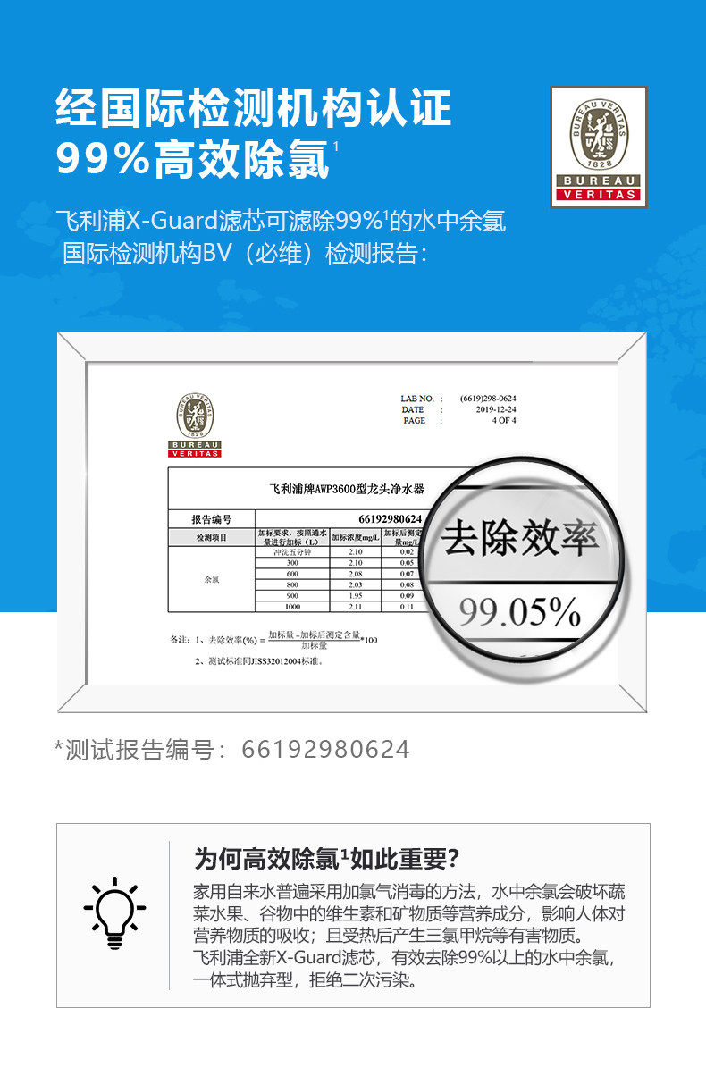 飞利浦 升级X-Guard滤芯 水龙头净水器 高效除氯 图4