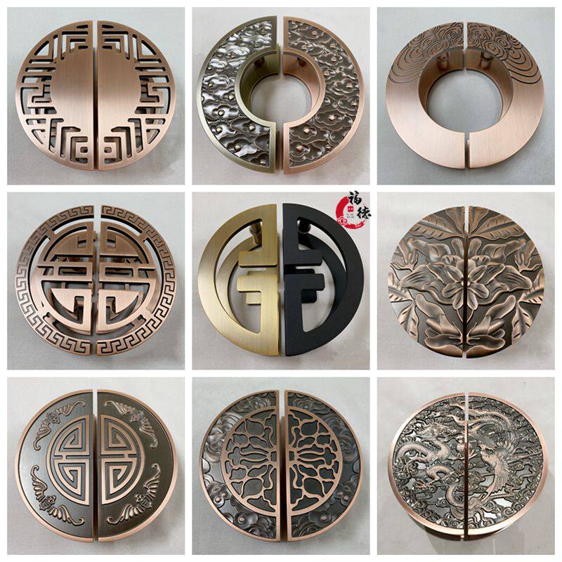 Semicircular door handle bag compartment door glass large door handle custom solid wood door hotel Double open door push-pull door handle-Taobao