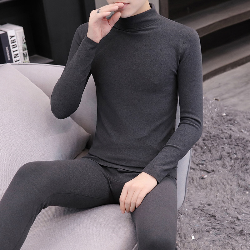 German velvet heating pants men's winter high-neck seamless autumn clothes sanitary pants 37 degrees constant temperature thin warm clothes set