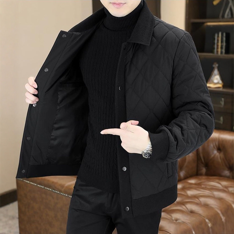 Romon High-End Cotton Jacket for Men, Spring and Autumn Coat, Men's Cotton-Padded Jacket, 2026 New Model, Thickened and Warm, Silk Cotton Clothing