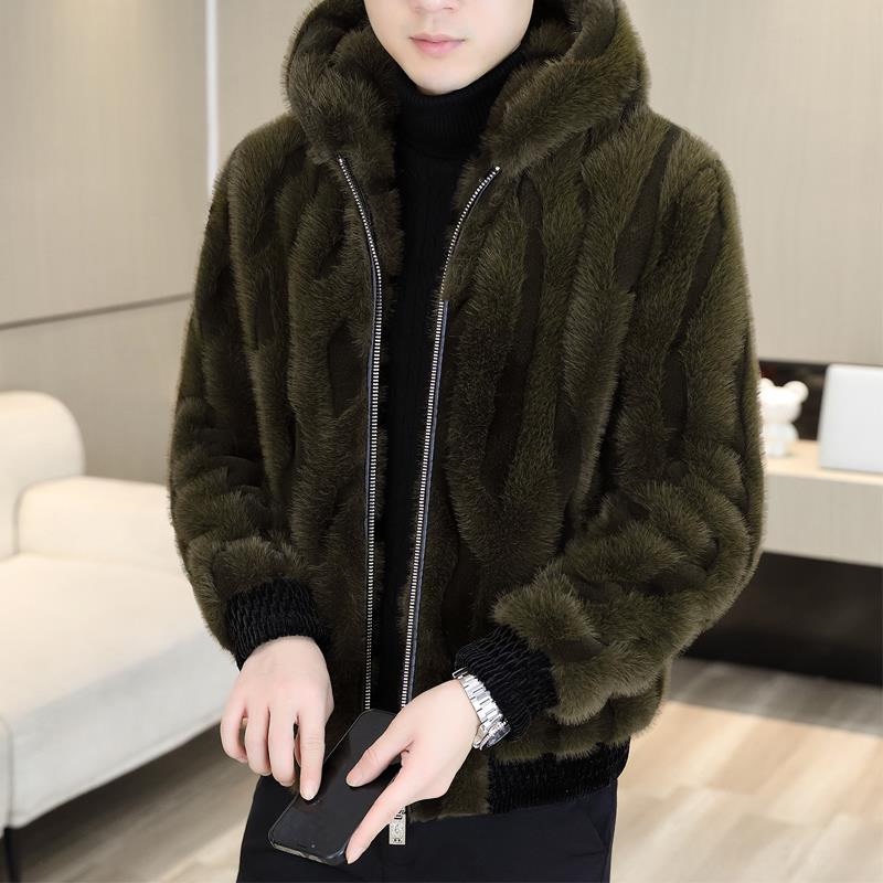 Romon Spring and Autumn Thickened Golden Mink Fur Coat Men's New Casual High-End Fur and Leather Integrated Jacket Men's Fur Jacket Romon Spring and Autumn Thickened Golden Mink Fur Coat Men's New Casual High-End Fur and Leather Integrated Jacket Men's Fur Jacket