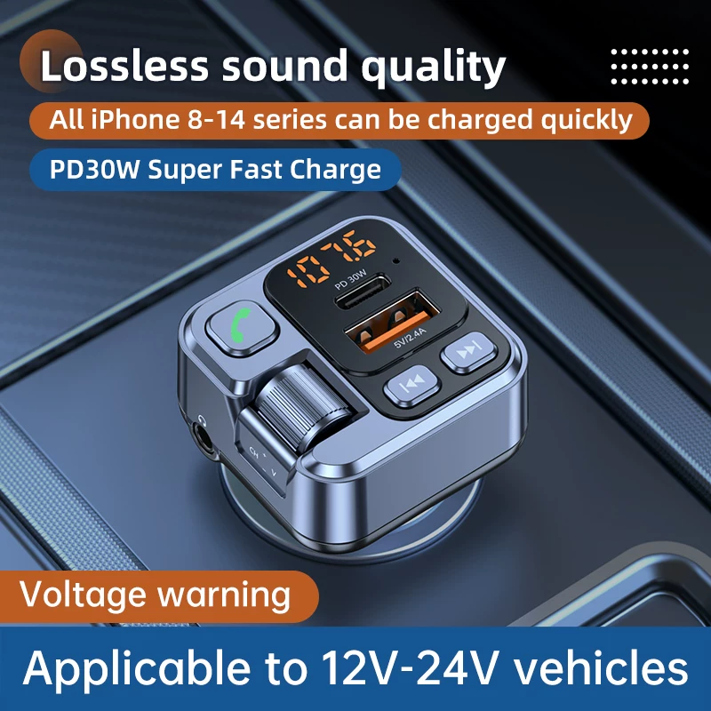 New FM Transmitter Handsfree Car Bluetooth 5.1 MP3 Player ST