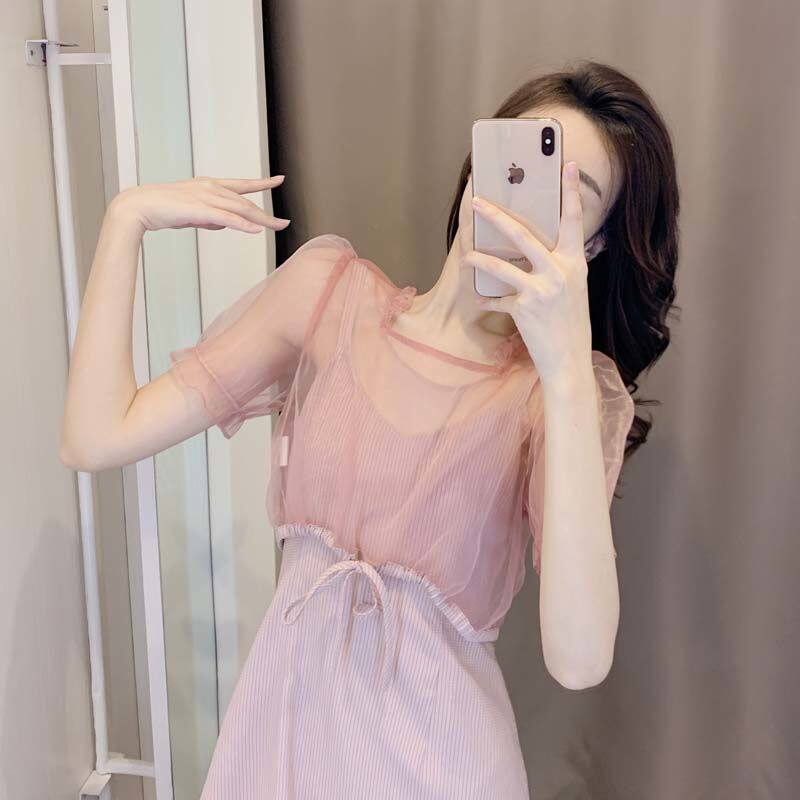 French retro first love sweet style dress super fairy forest 2021 spring new temperament waist slim temperament