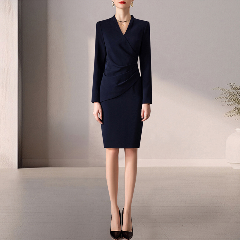 Professional V-Neck Dress, Elegant and Figure-Hugging, Suitable for Sales Department Workwear, Tummy-Covering Formal Design, Skirt Suit, 2026 New Model